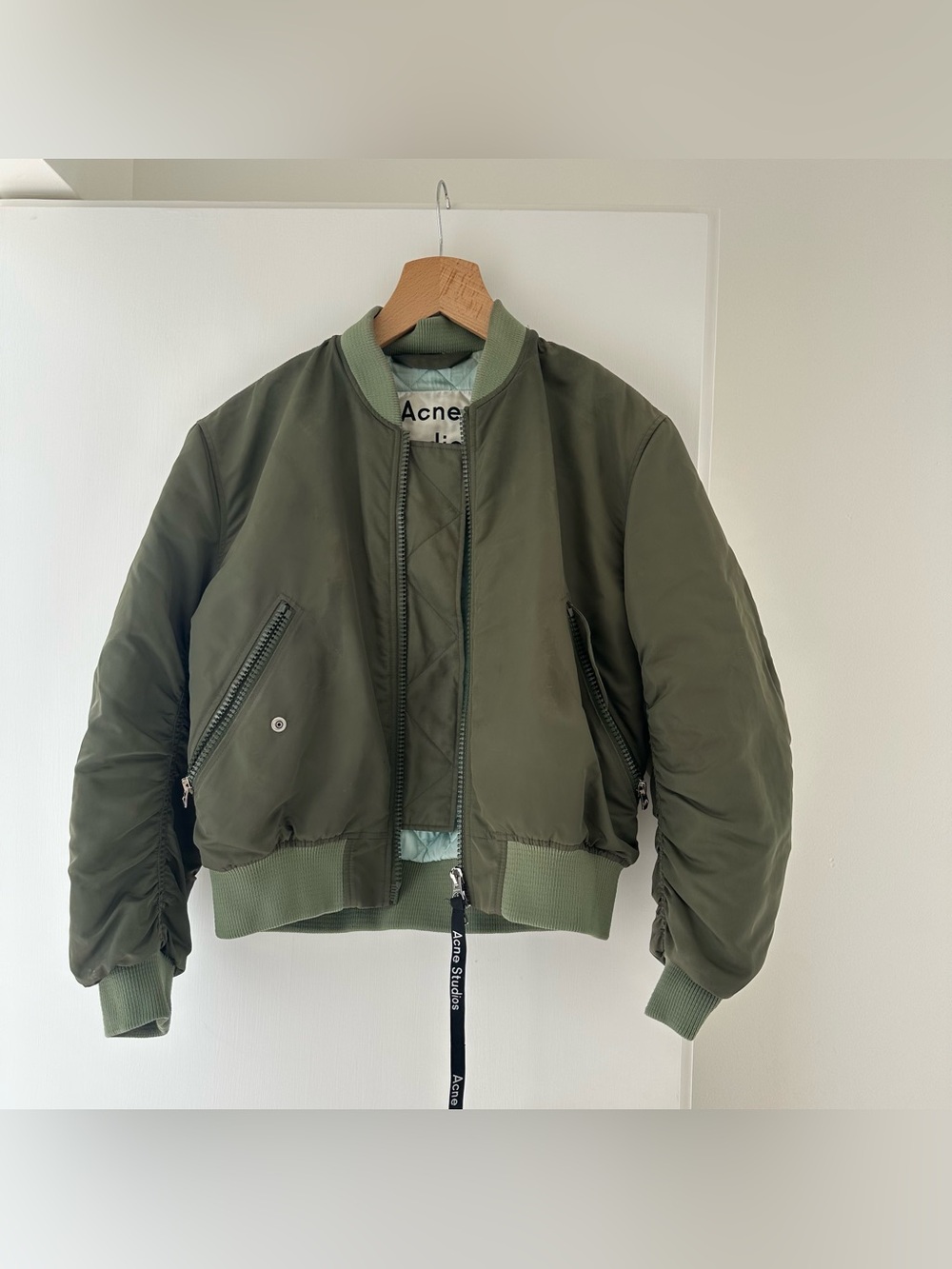Acne Studios Clea Bomber Jacket in Army Green
